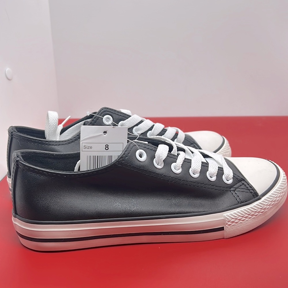 Plain black and white comfortable walking shoes